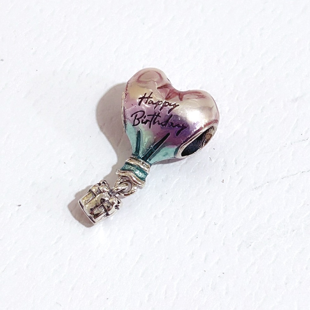 PANDORA Happy Birthday Hot Air Heart Balloon Charm w/box - Picture 6 of 9